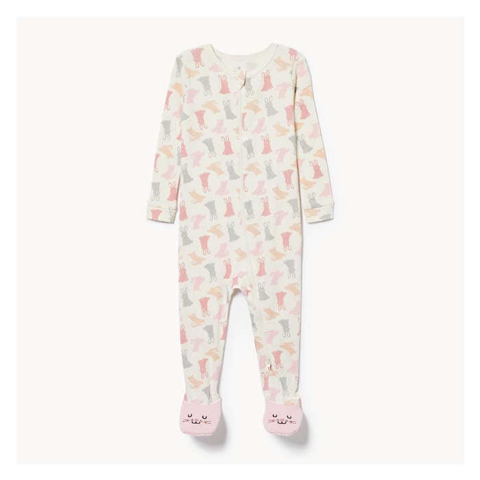 Bébés Filles Dormeuse à pieds à double fermeture éclair - Blanc Cassé